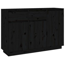   Credenza Nera 110x34x75 cm in Legno Massello di Pino