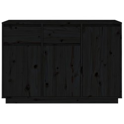   Credenza Nera 110x34x75 cm in Legno Massello di Pino