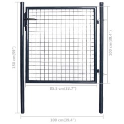   Cancello per Giardino Rete in Acciaio Zincato 85,5x100cm Grigio