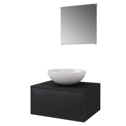   Set Mobili per Bagno con Lavandino 4 pz con Rubinetto Nero