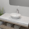   Lavello Bagno con Miscelatore in Ceramica Ovale Bianco