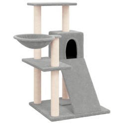   Albero per Gatti con Tiragraffi in Sisal Grigio Chiaro 82 cm