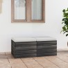   Pouf da Giardino su Pallet 2 pz con Cuscini in Massello di Pino