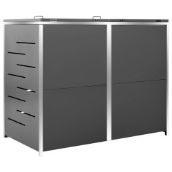 vidaXL Copri Bidoni Pattumiera Doppia 138x77,5x115,5 cm Acciaio Inox