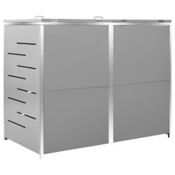 vidaXL Copri Bidoni Pattume Doppio 138x77,5x115,5cm Acciaio Inox