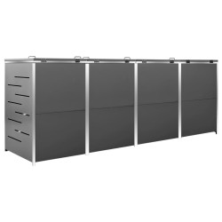 vidaXL Copri Bidoni Pattume Quadruplo 276,5x77,5x115,5cm Acciaio Inox