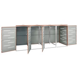 vidaXL Copri Bidoni Pattume Quadruplo 276,5x77,5x115,5cm Acciaio Inox