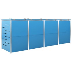 vidaXL Copri Bidoni Pattume Quadruplo 276,5x77,5x115,5cm Acciaio Inox