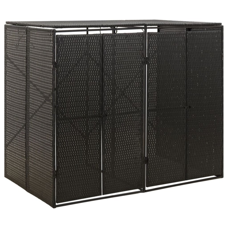 vidaXL Copribidone Doppio Nero 140x80x117 cm in Polyrattan