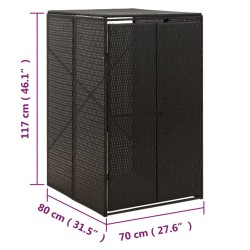 vidaXL Copribidone Singolo Nero 70x80x117 cm in Polyrattan