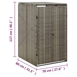 vidaXL Copribidone Singolo Grigio 70x80x117 cm in Polyrattan