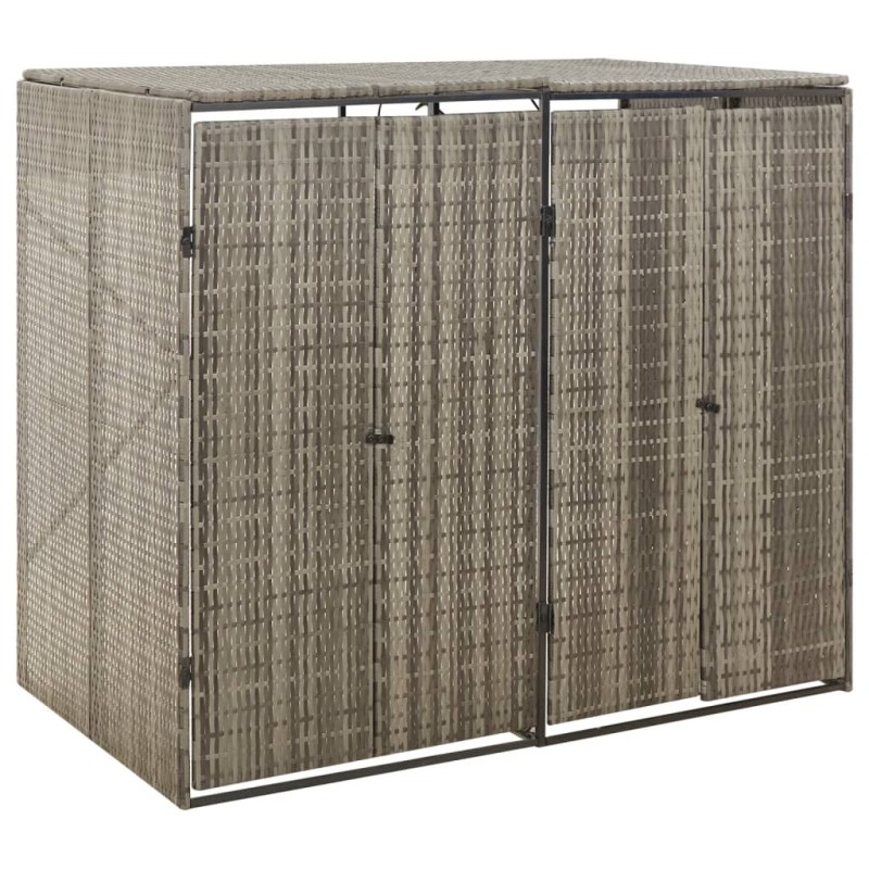 vidaXL Copribidone Doppio Grigio 140x80x117 cm in Polyrattan