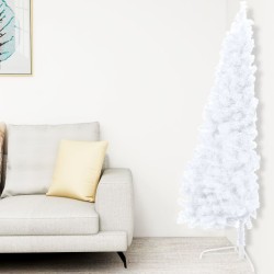 vidaXL Albero Natale a Metà con Luci e Supporto Bianco 150 cm PVC