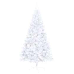 vidaXL Albero Natale a Metà con Luci e Supporto Bianco 150 cm PVC