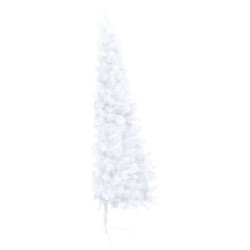 vidaXL Albero Natale a Metà con Luci e Supporto Bianco 150 cm PVC