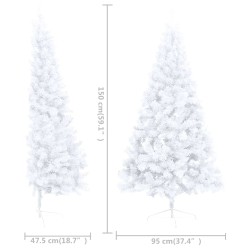 vidaXL Albero Natale a Metà con Luci e Supporto Bianco 150 cm PVC