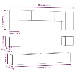 Set Mobili Porta TV 8pz Grigio Sonoma in Legno Ingegnerizzato