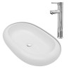   Lavello Bagno con Miscelatore in Ceramica Ovale Bianco