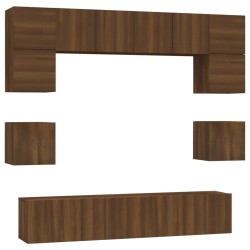 Set Mobili Porta TV 8pz Rovere Marrone in Legno Ingegnerizzato