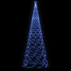 vidaXL Albero di Natale con Palo in Metallo 1400 LED Blu 5 m