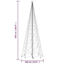 vidaXL Albero di Natale con Palo in Metallo 1400 LED Blu 5 m