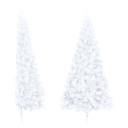 vidaXL Albero di Natale Artificiale a Metà Supporto Bianco 210 cm PVC