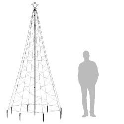 vidaXL Albero di Natale con Palo in Metallo 500 LED Blu 3 m