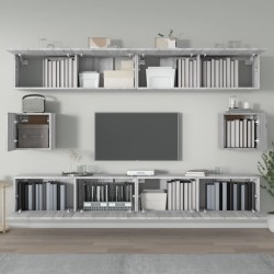 Set di Mobili Porta TV 6 pz Grigio Sonoma in Legno Ingegnerizzato