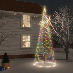 vidaXL Albero di Natale con Palo in Metallo 1400 LED Multicolore 5 m