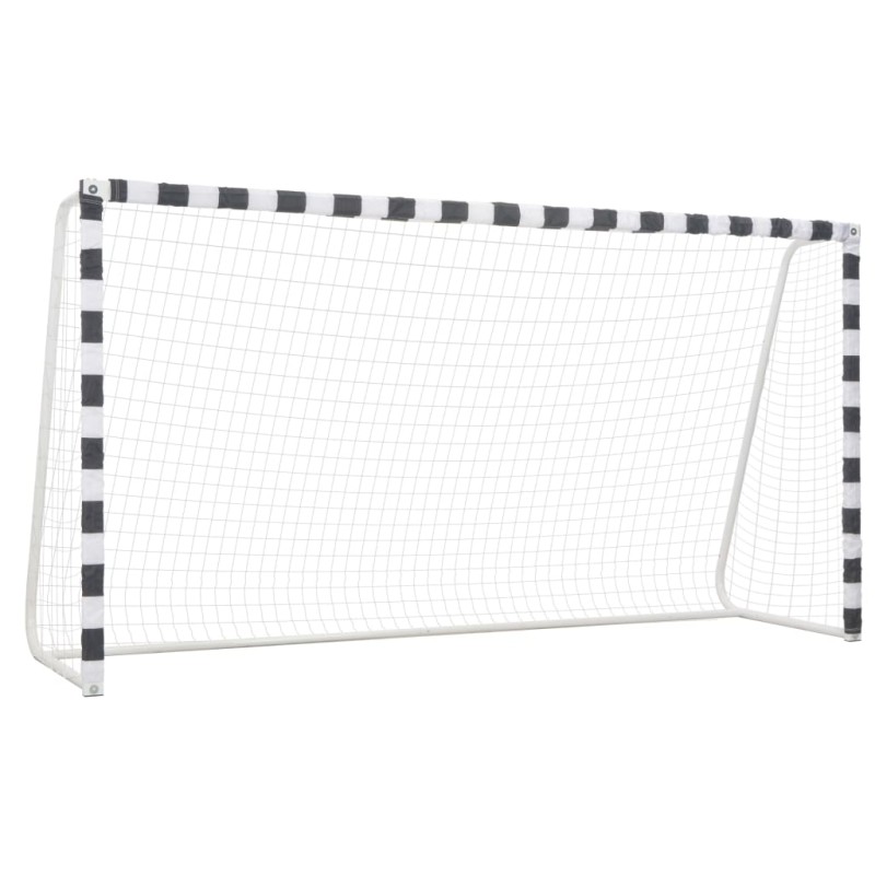 vidaXL Porta da Calcio 300x160x90 cm in Metallo Bianco e Nero