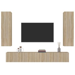   Set di Mobili Porta TV 4 pz Rovere Sonoma in Legno Ingegnerizzato