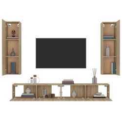   Set di Mobili Porta TV 4 pz Rovere Sonoma in Legno Ingegnerizzato