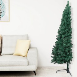 vidaXL Albero di Natale Artificiale a Metà Supporto Verde 240 cm PVC