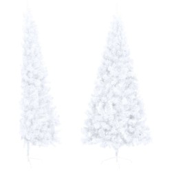 vidaXL Albero Natale a Metà con Luci LED Bianco 180 cm in PVC