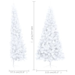 vidaXL Albero Natale a Metà con Luci LED Bianco 180 cm in PVC