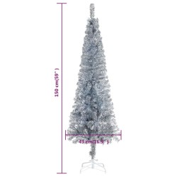 vidaXL Albero di Natale Sottile Argento 150 cm 