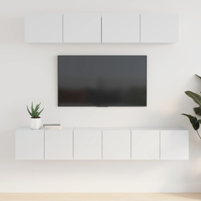   Set di Mobili Porta TV 5 pz Bianco Lucido in Legno Ingegnerizzato