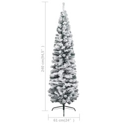 vidaXL Albero di Natale Artificiale Sottile con Neve Verde 240 cm PVC