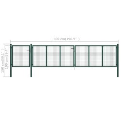 vidaXL Cancello per Giardino in Acciaio 500x100 cm Verde