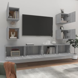 Set di Mobili Porta TV 6 pz Grigio Sonoma in Legno Ingegnerizzato