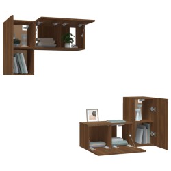 Set Mobili Porta TV 4 pz Rovere Marrone in Legno Ingegnerizzato