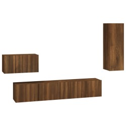 Set Mobili Porta TV 4 pz Rovere Marrone in Legno Ingegnerizzato