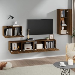 Set Mobili Porta TV 4 pz Rovere Marrone in Legno Ingegnerizzato