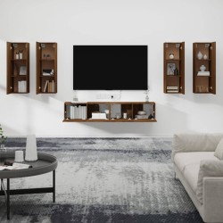   Set Mobili Porta TV 6 pz Rovere Marrone in Legno Ingegnerizzato