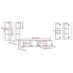   Set Mobili Porta TV 6 pz Rovere Marrone in Legno Ingegnerizzato