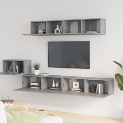 Set di Mobili Porta TV 5 pz Grigio Sonoma in Legno Ingegnerizzato