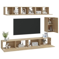   Set di Mobili Porta TV 6 pz Rovere Sonoma in Legno Ingegnerizzato