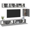 Set di Mobili Porta TV 6 pz Grigio Sonoma in Legno Ingegnerizzato