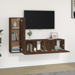 Set Mobili Porta TV 3 pz Rovere Marrone in Legno Ingegnerizzato