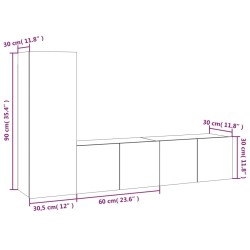 Set Mobili Porta TV 3 pz Rovere Marrone in Legno Ingegnerizzato